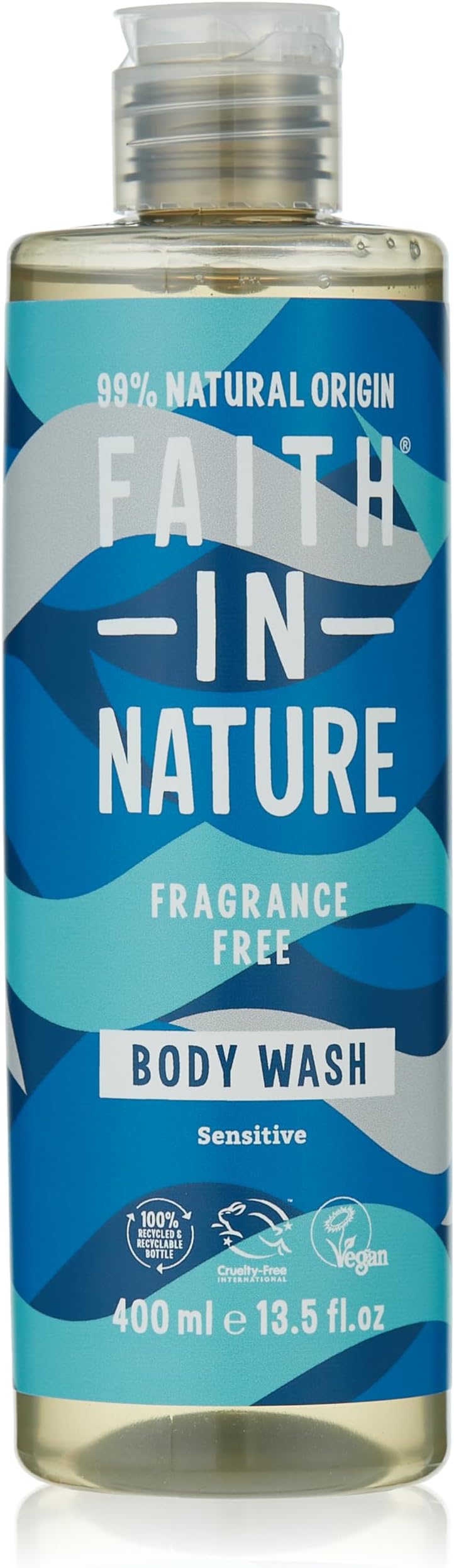 Faith In Nature Natural Fragrance Free Body Wash, Sensitive, Vegan and Cruelty Free, No SLS or Parabens, 400 ml