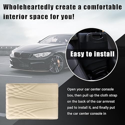 Miniatura 6 de Cojín para consola central de automóvil, tapete de cuero de espuma viscoelástica para reposabrazos de automóvil, funda universal impermeable para