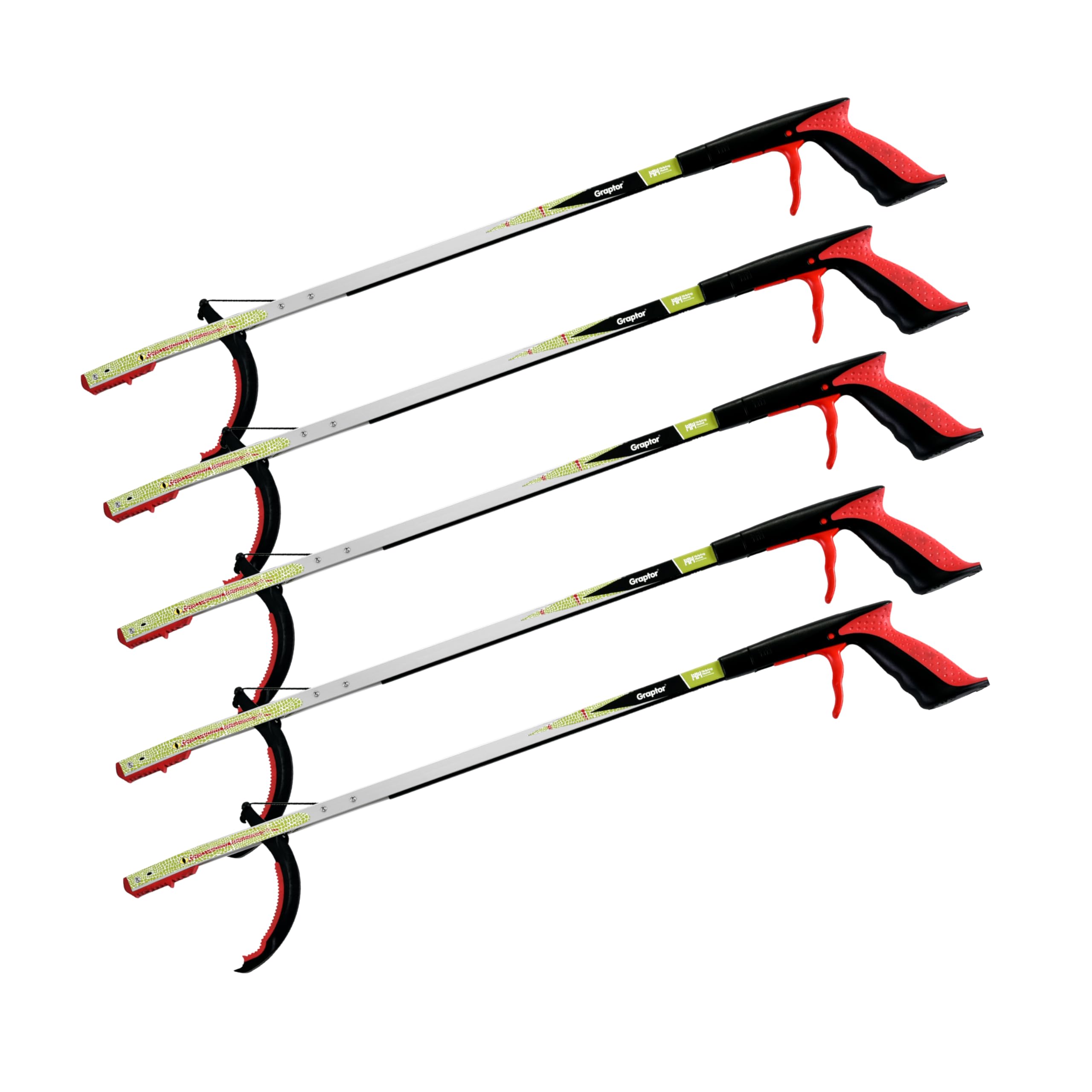 Helping Hand Company 5 Pack Graptor Kids Litter Picker 27”/68cm. Little Litter Picker for Children with Dinosaur Design. Garden Leaf Picker with Secure Grip. Bulk Kids Pickers for Schools, Eco Schools