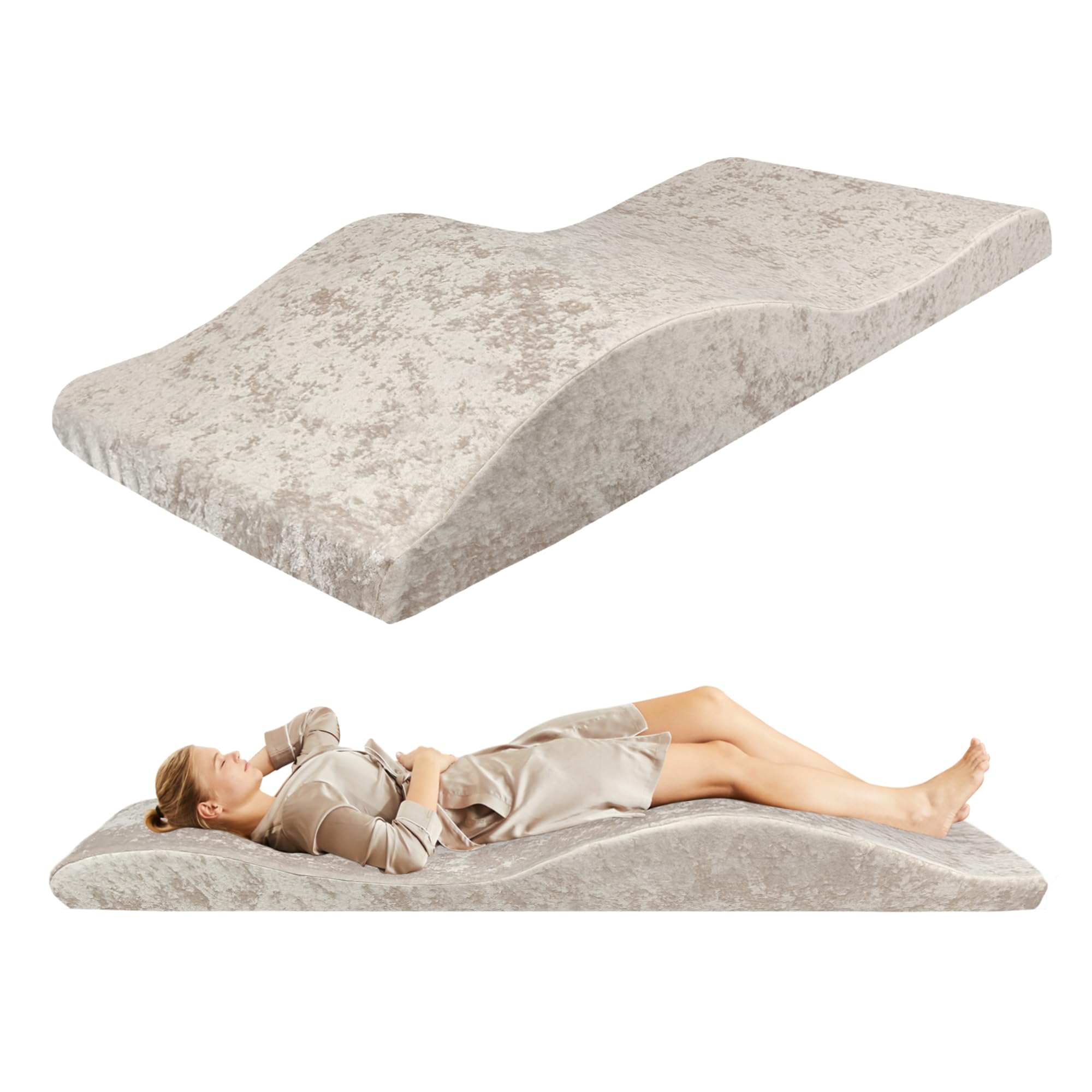AIROW Lash Bed Foam Topper Massage Table High-Density Foam Mattress Topper Ergonomic Curved Lash Bed Cushion for Beauty