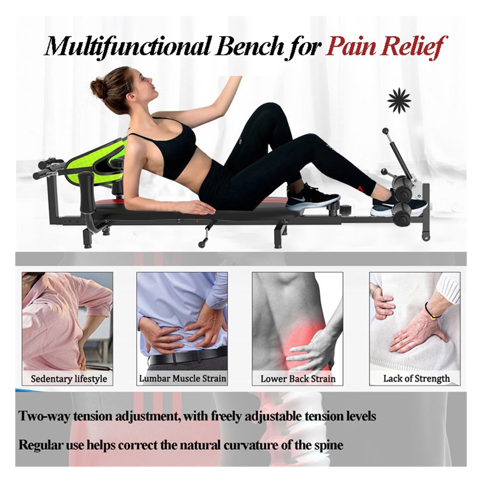 Banco de Tracción Cervical for Estiramiento de Espalda, Mesa de Inversión de Masaje for Entrenamiento de Tracción Lumbar y de Columna, Estiramiento y Relajación Corporal