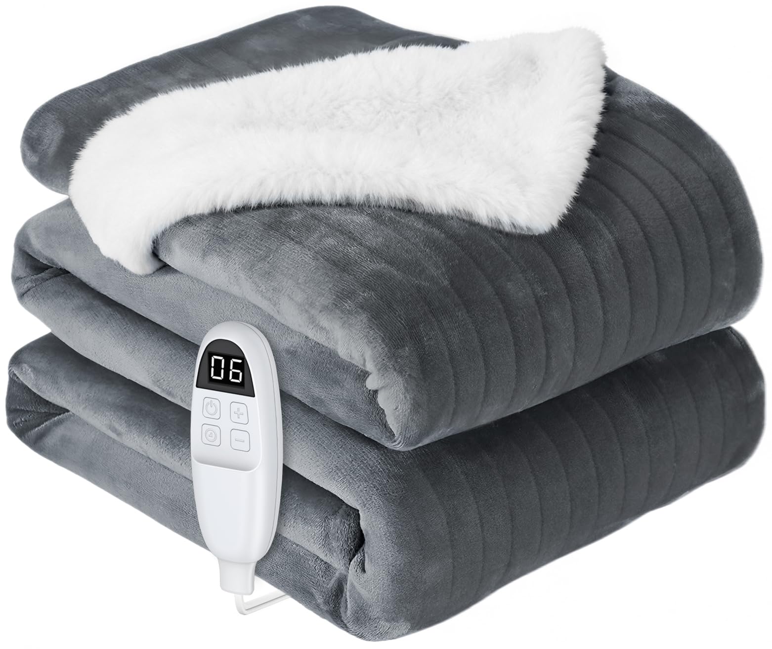 anysun Manta Electrica 200x180 cm, Manta Térmica Grande con Temporizador 1-10 h y Apagado Automático, 6 Niveles de Temperatura, Franela e Imitación de Piel de Conejo, Lavable a Máquina