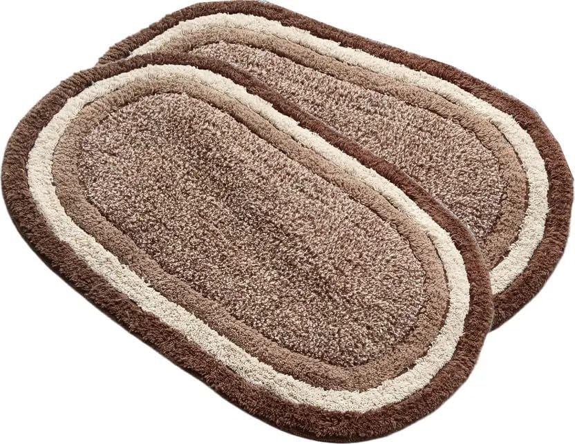 Image of My Home Cotton Door Bath Mat Super Soft Non Slip Mats for Bathroom, Door,Large, Pack of 2 (Brown)