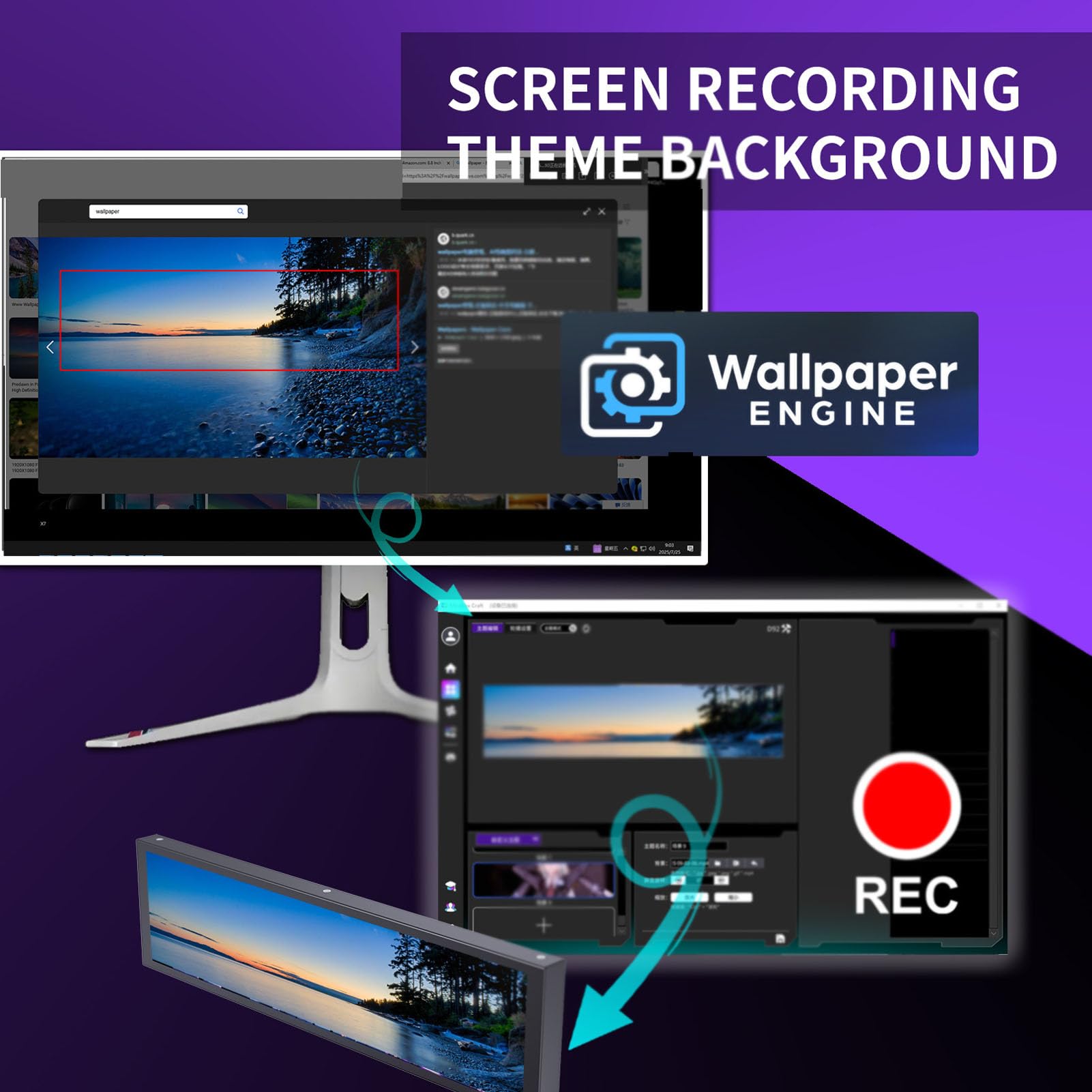 Dpofirs Panel de Visualización de Temperatura de PC FHD de 9,2 Pulgadas, Pantalla Secundaria de Computadora con Temas de Video Dinámicos y Configuración de Cable único para Monitoreo de (Black)