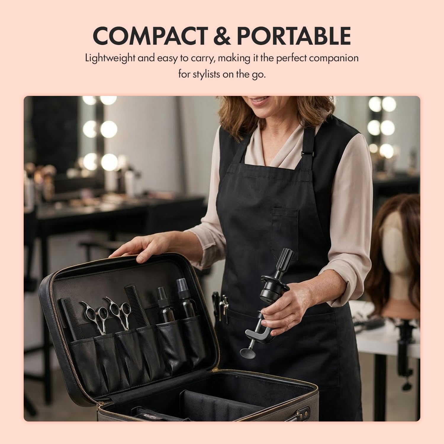 STUDIO LIMITED Professional Mannequin Head Holder - Heavy Duty Table Clamp Stand for Wig Styling and Cosmetology Training - Universal C-Clamp for Hair Display and Salon Tool