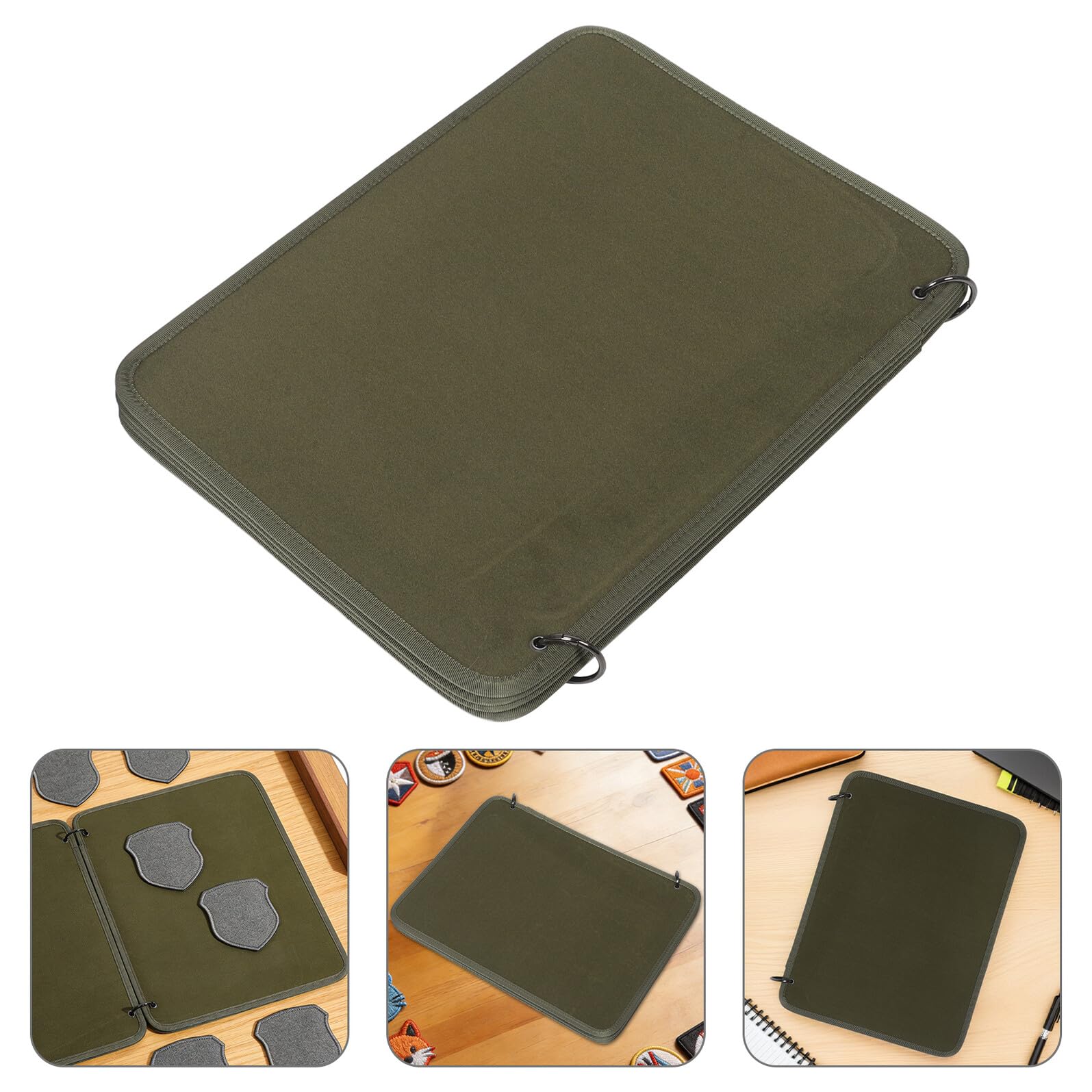 Classeur à Badges pour Écussons Auto-agrippants, Porte-Badge Compact Kaki 42 X 32 Cm avec Panneau de Présentation Multicouche, Organiseur Léger Résistant aux Intempéries