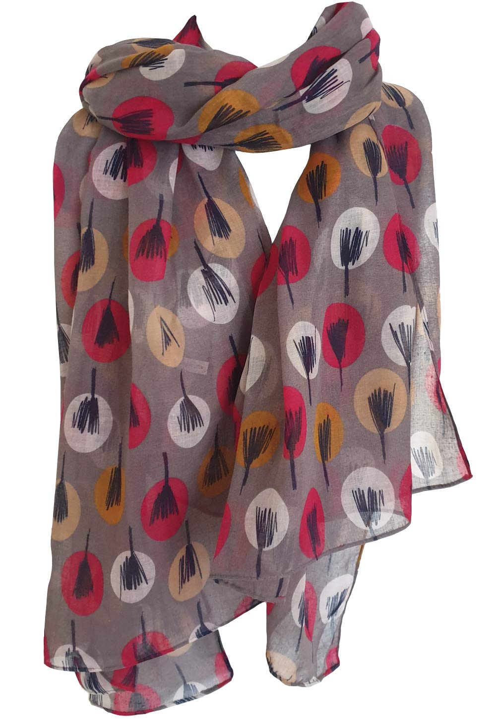Glamlondon Women's Grey Dark Sketch Tree Scarf Latest Fashion Modern Sketched Trees Wrap Shawl, Sarong (Grey Dark)
