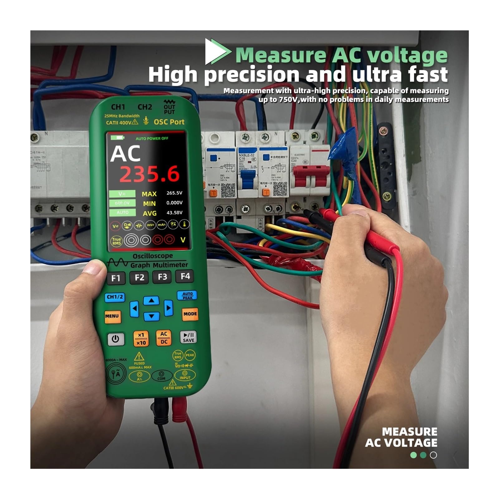 Osciloscopio portátil 4 en 1, multímetro Digital + generador de señales de función, Doble Canal, comprobador de Corriente O7:25MH/z/O9:50MH/z(O7 Kits)