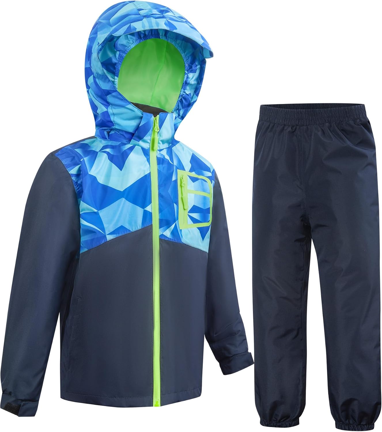 Kids Rain Suit Boys Girls Raincoat Jacket and Pants Set Lightweight Waterproof Windbreakers Rain Gear