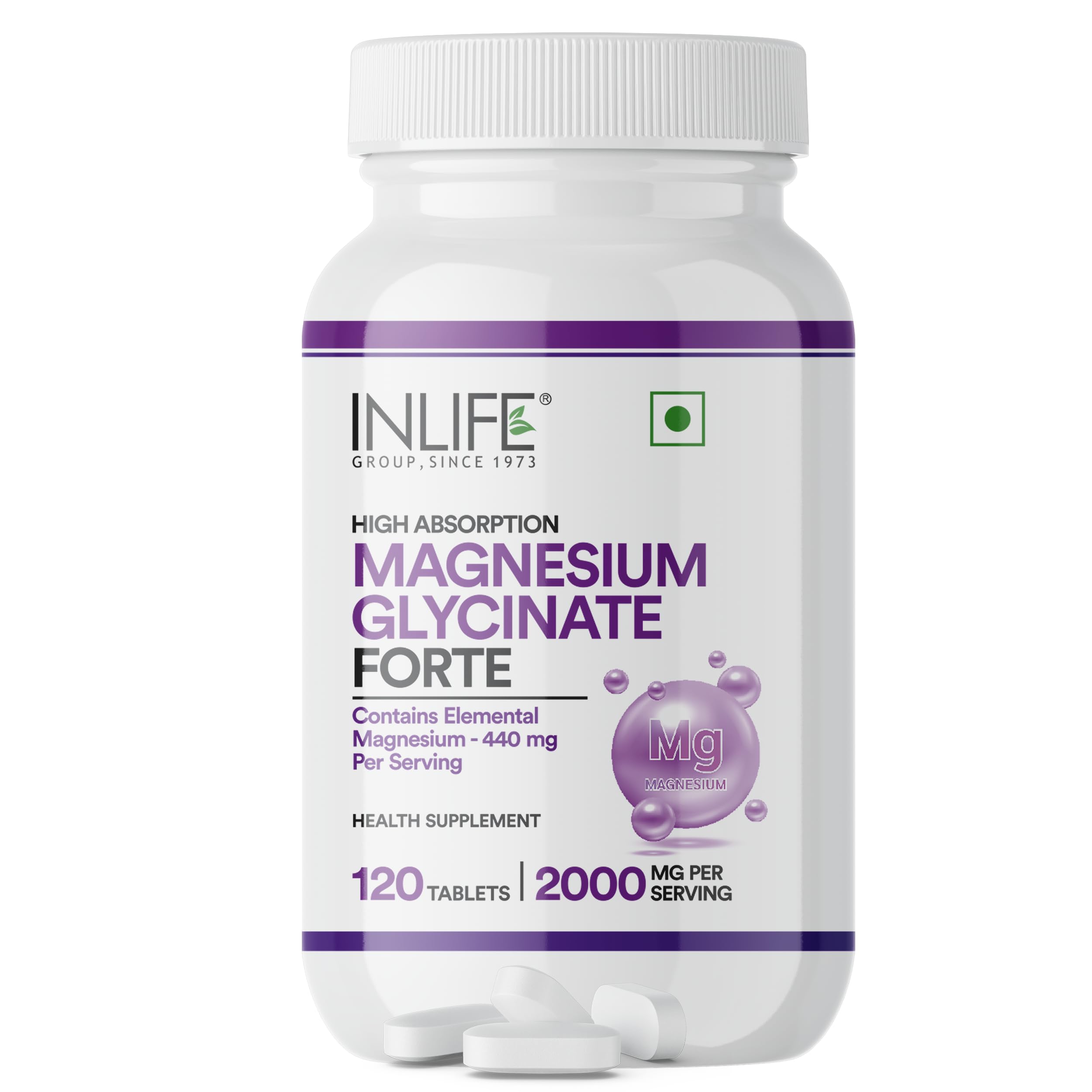 Magnesium Glycinate Forte 2000mg | High Absorption Formula | 22% Elemental Magnesium (440mg) | For Both Men & Women Tablets - (Pack of 1,120, count)