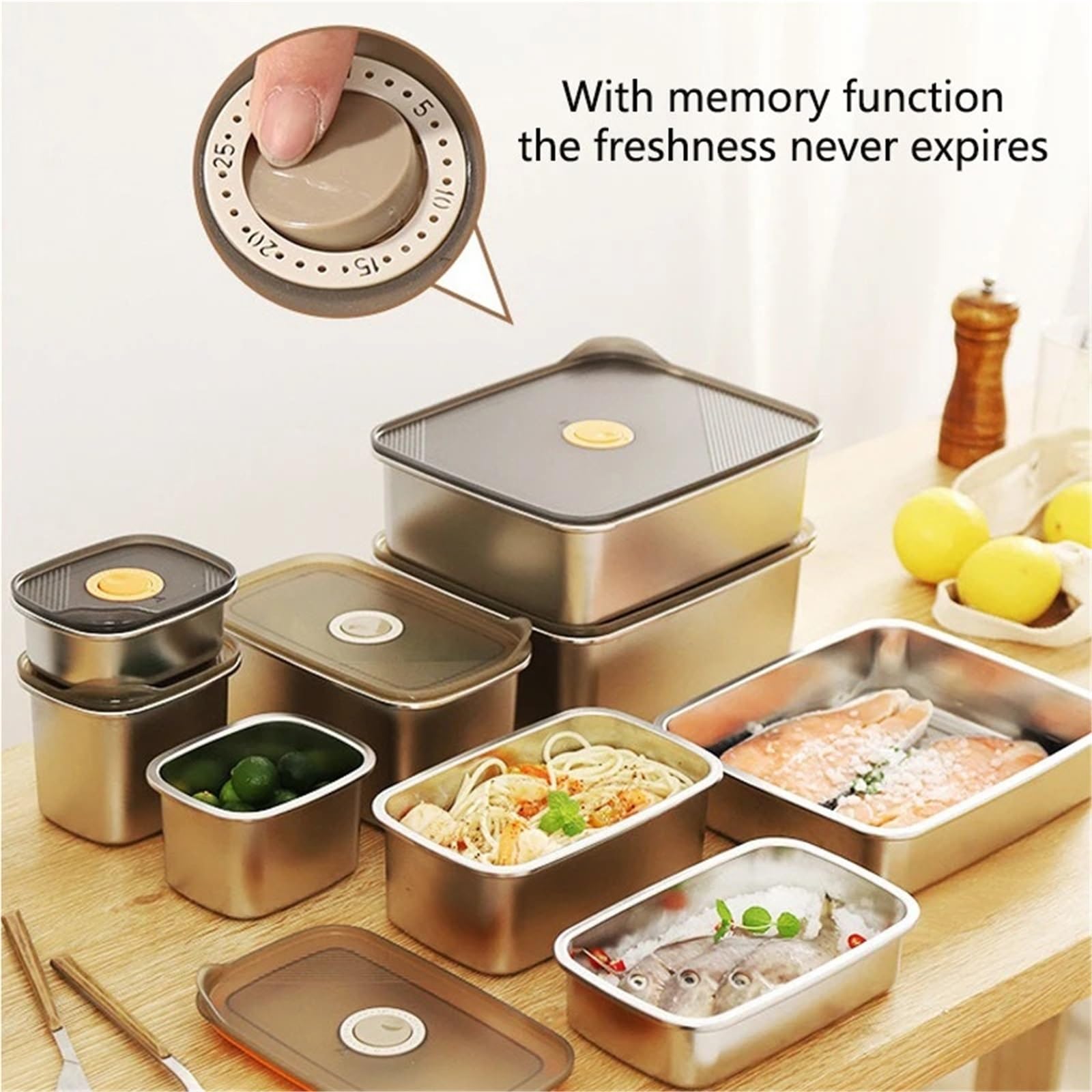 Contenitori per Alimenti Ermetici in Acciaio Inox Lunch Box in acciaio inox, contenitore for alimenti sigillato, frigorifero, for speciali, for picnic, pranzo for studenti(500ml 1pcs)
