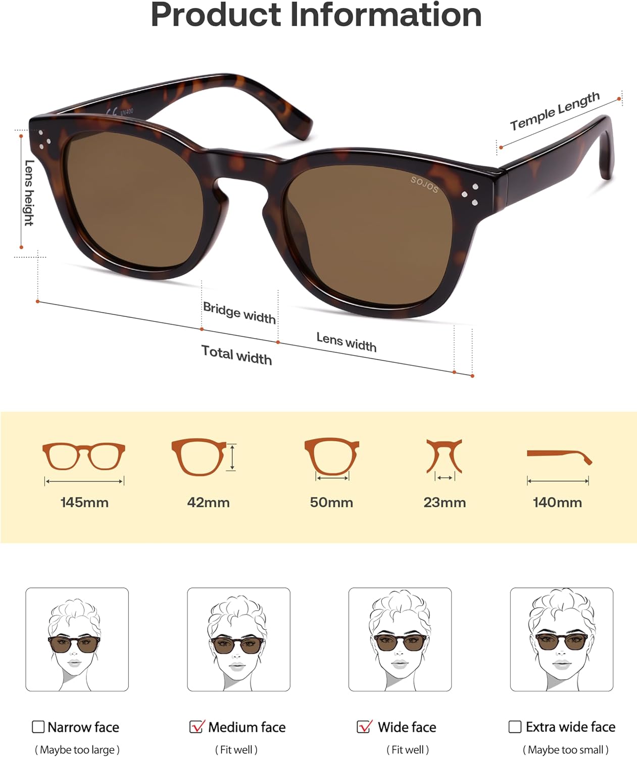 SOJOS Retro Vintage Polarized Sunglasses Womens Mens, 70s 80s Square Panto Style UV400 Shades SJ2662 - Image 5