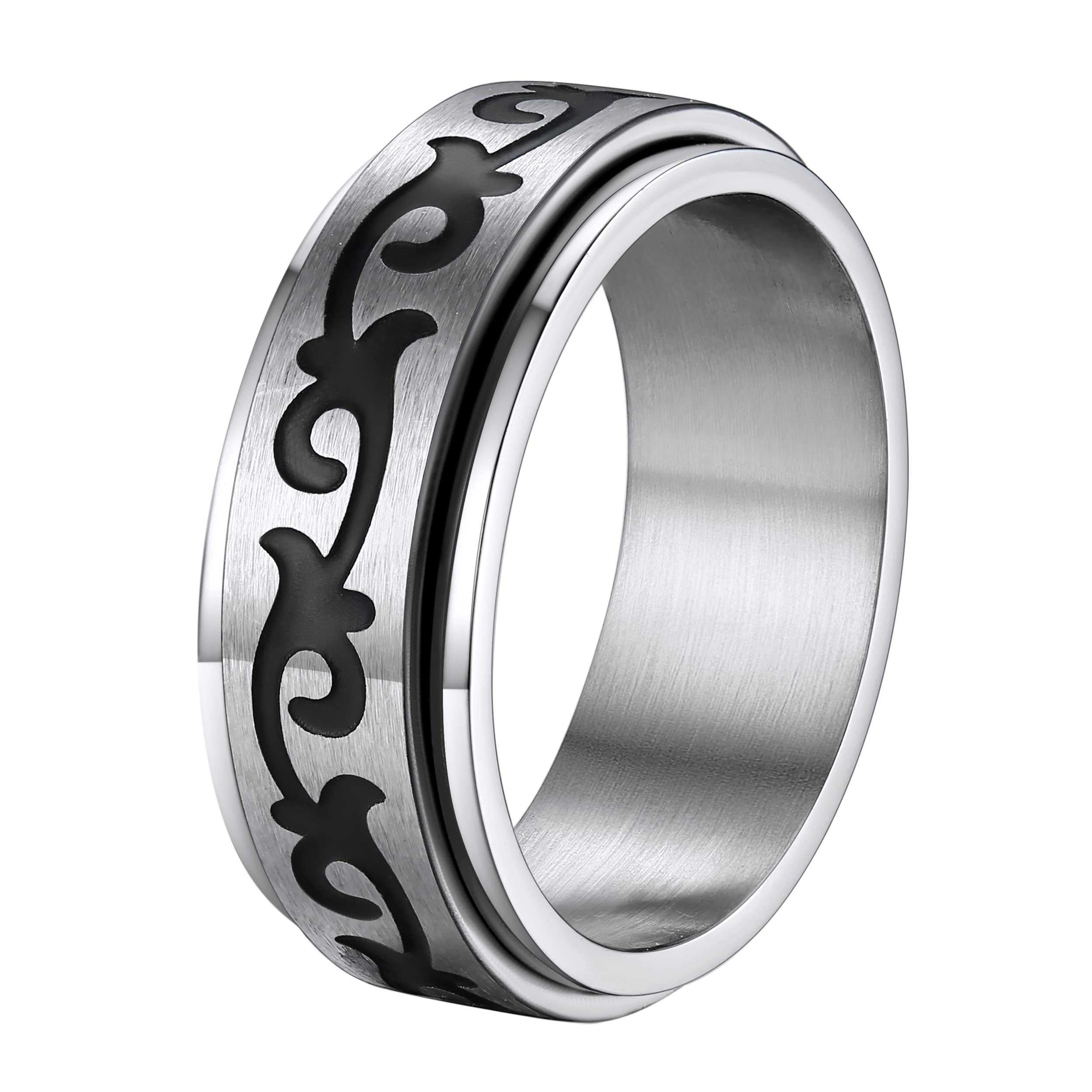 Supcare Celtic Knot Rings with Fidget Anxiety Worry Rings Stainless Steel Rotating Stress Relief Spinner Band Rings Size Q