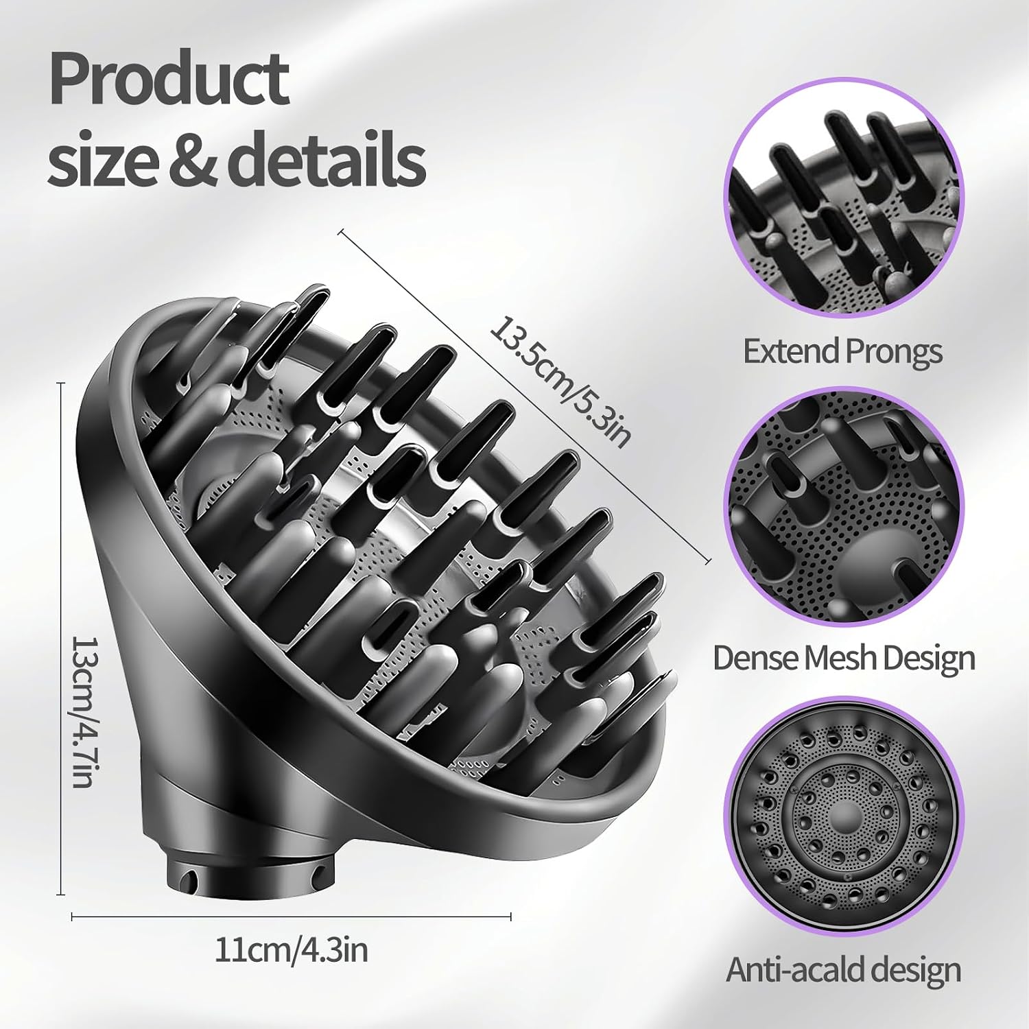 Large Diffuser Attachment for Dyson Airwrap HS01/HS05/HS08, Heat-Resistant Plastic Diffuser Nozzle Attachment - Converts Airwrap to Hair Dryer, Defines Curls & Waves, Fast Drying