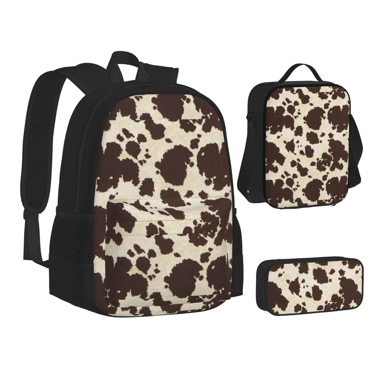 Ensemble sac à dos en toile 3 pièces avec imprimé vache - 8