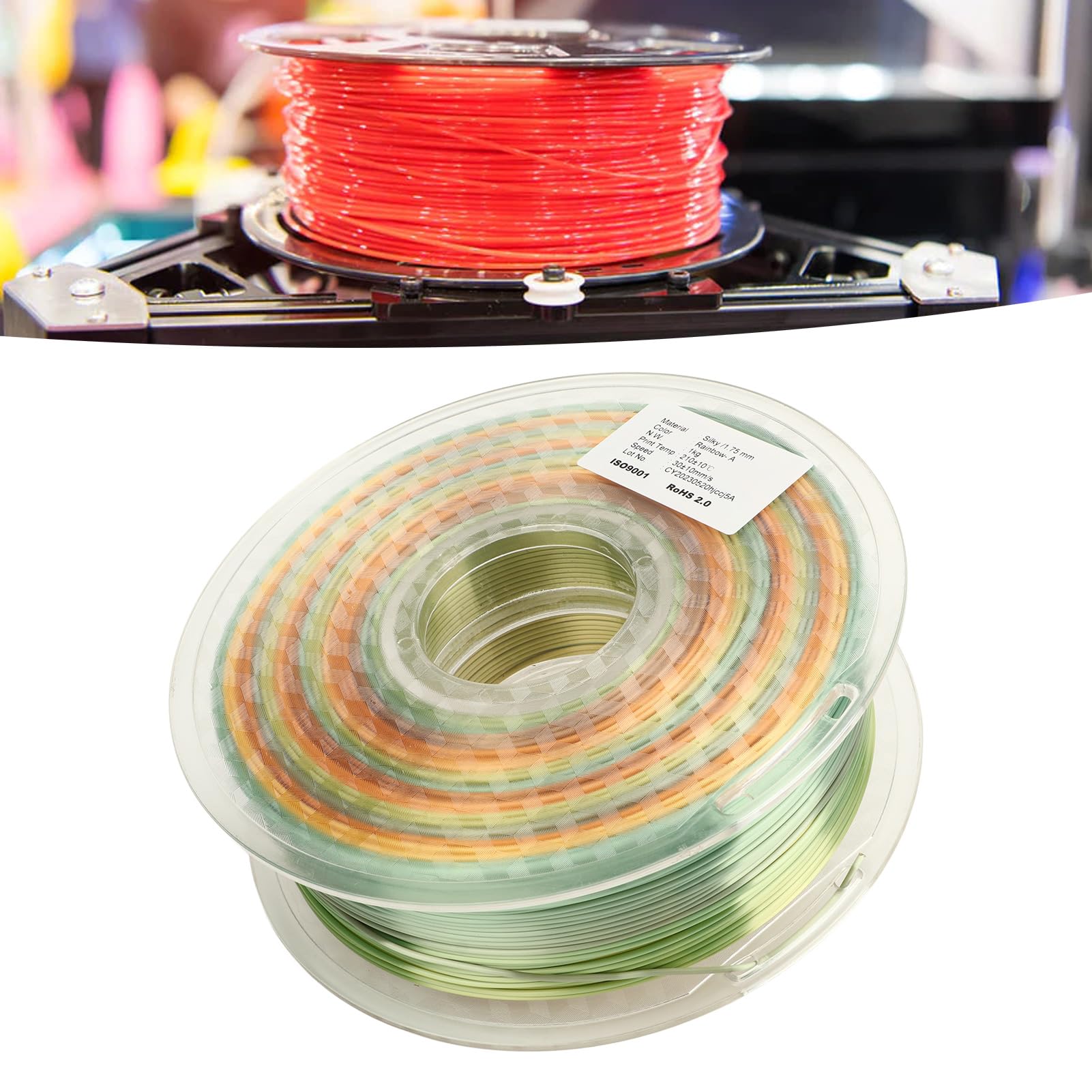 Wielokolorowy włókno do drukarki 3D Rainbow Silk Silk Mocne, gładkie, wielokolorowe materiały eksploatacyjne do druku gradientowego
