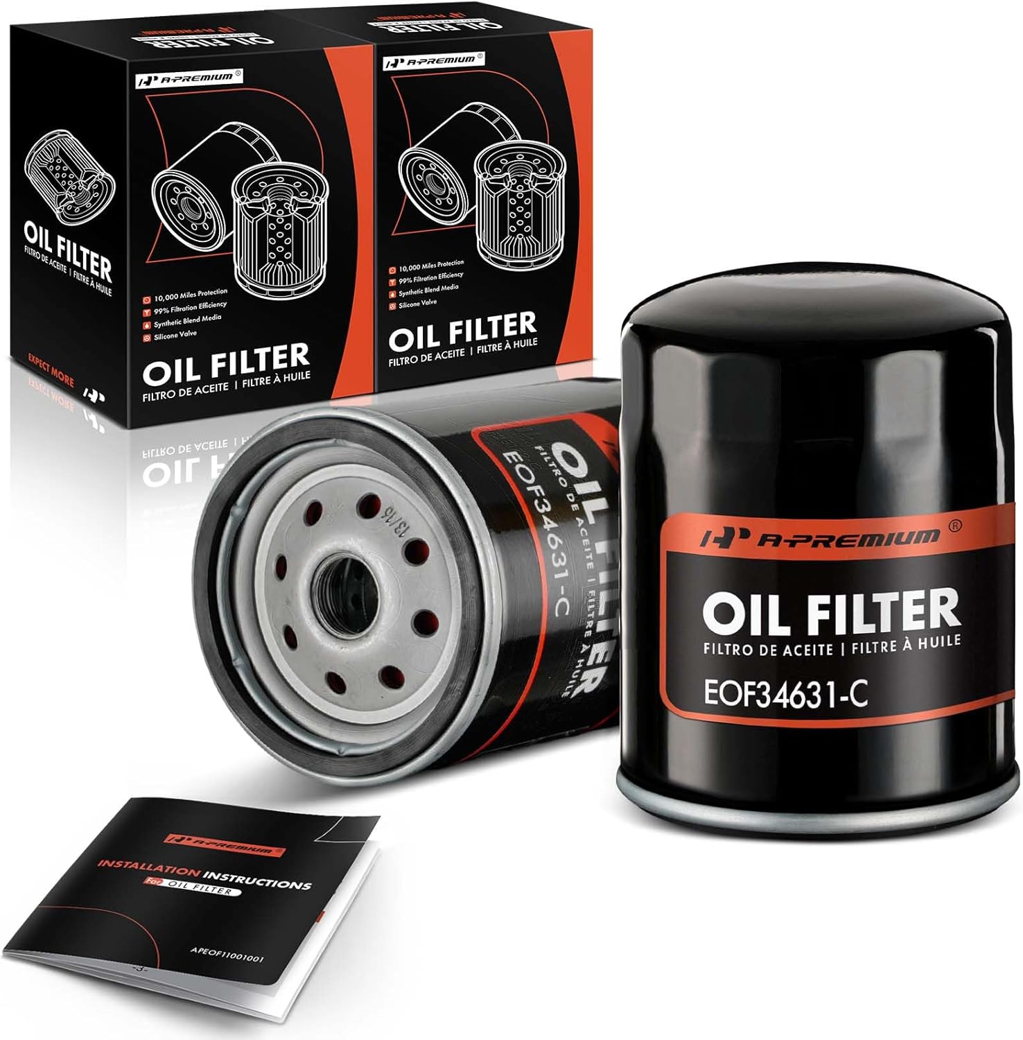 A-Premium 2-PC 10K Miles Protection Spin On Oil Filter Compatible with Ford F-600, F-700, F-800 & Chevy Impala, Suburban, Tahoe & GMC Yukon & AM General & Hummer & Isuzu & Pontiac & Studebaker
