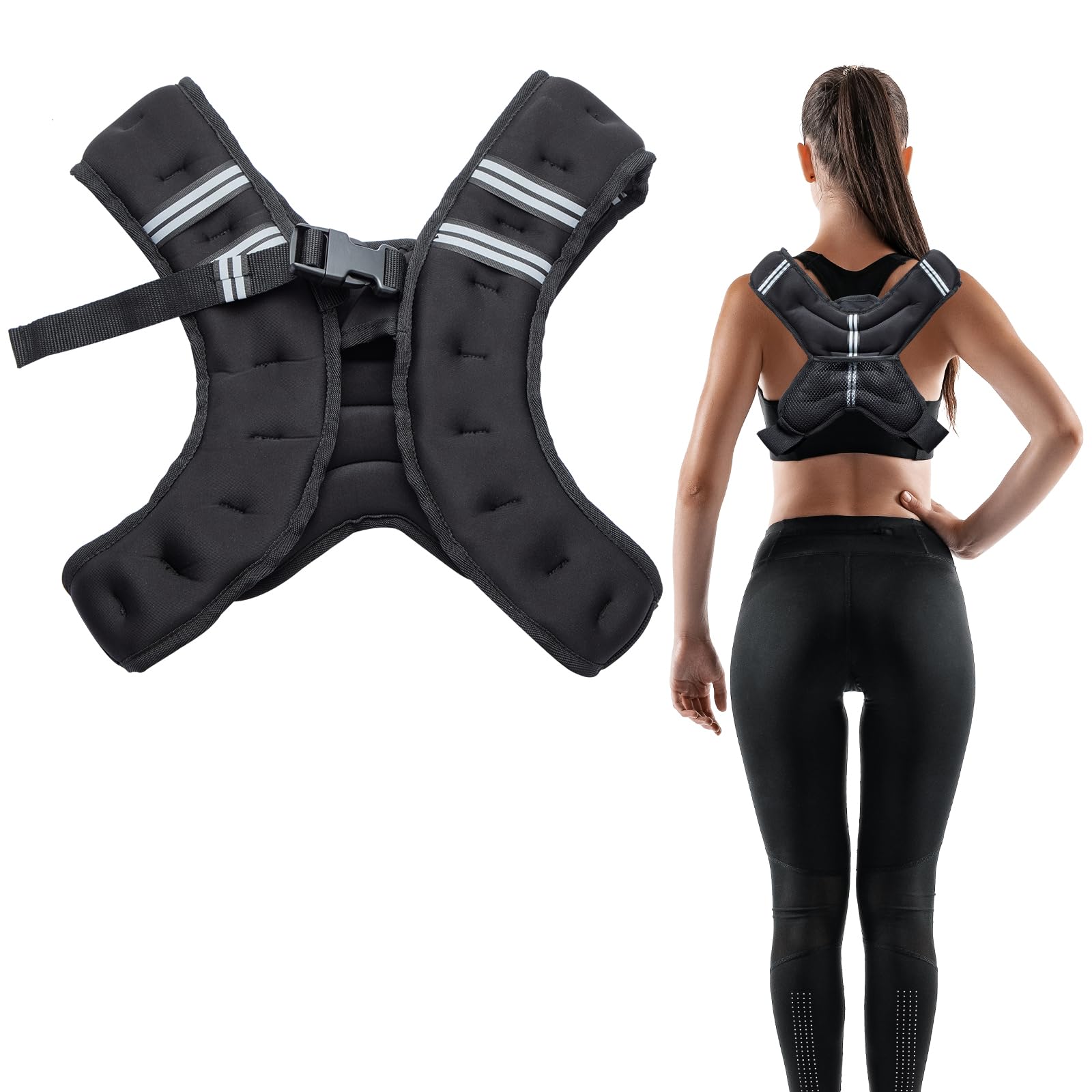 2.5kg 5kg 10kg Weight Vest for Men Women, Body Weight Vests for Training Workout, Running, Jogging, Cardio, Walking, Adjustable Weighted Vest Workout Equipment for Strength Training (Black, 10KG)