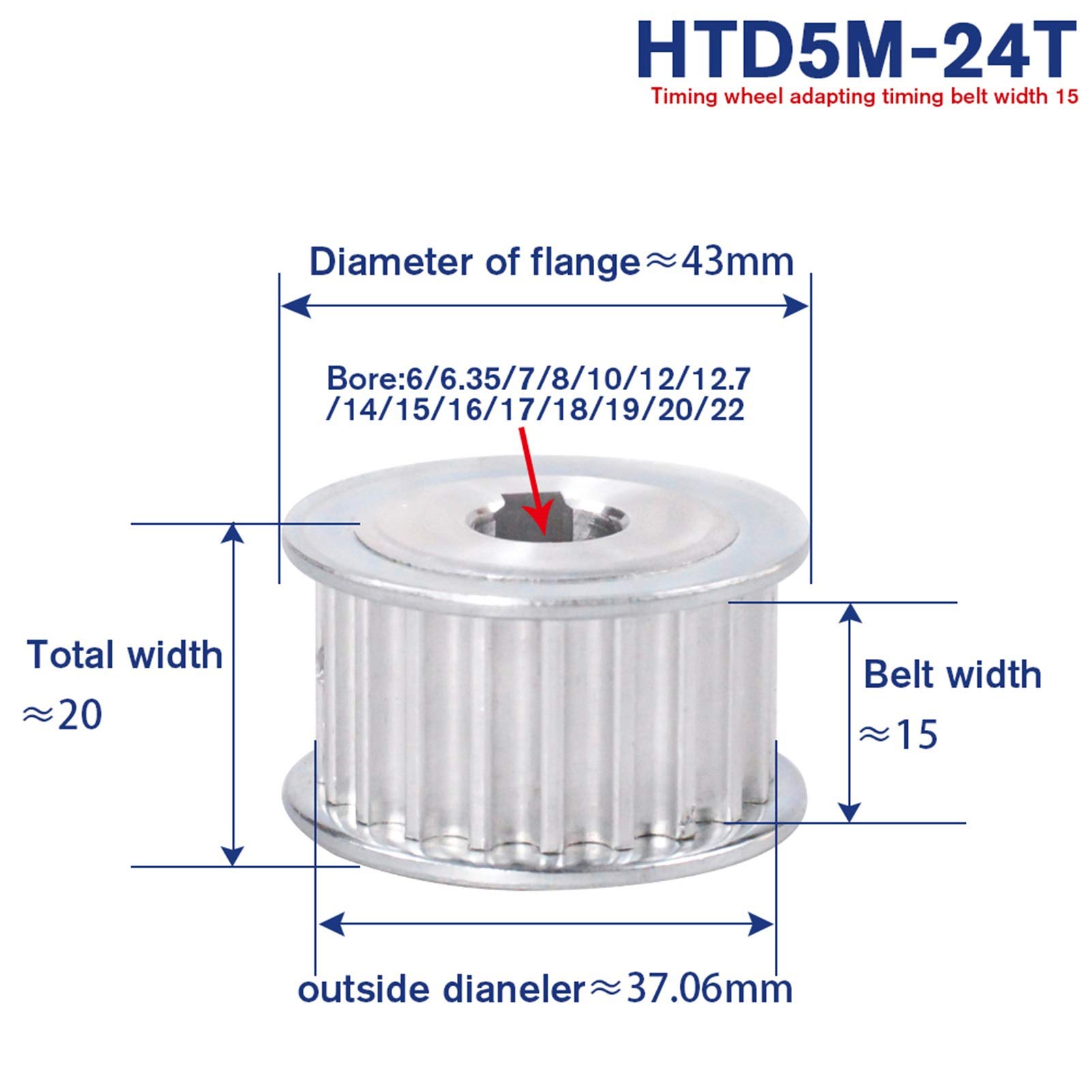 1 Pz HTD 8M AF Puleggia Dentata 20T Denti Foro 8 Mm - Foto 4