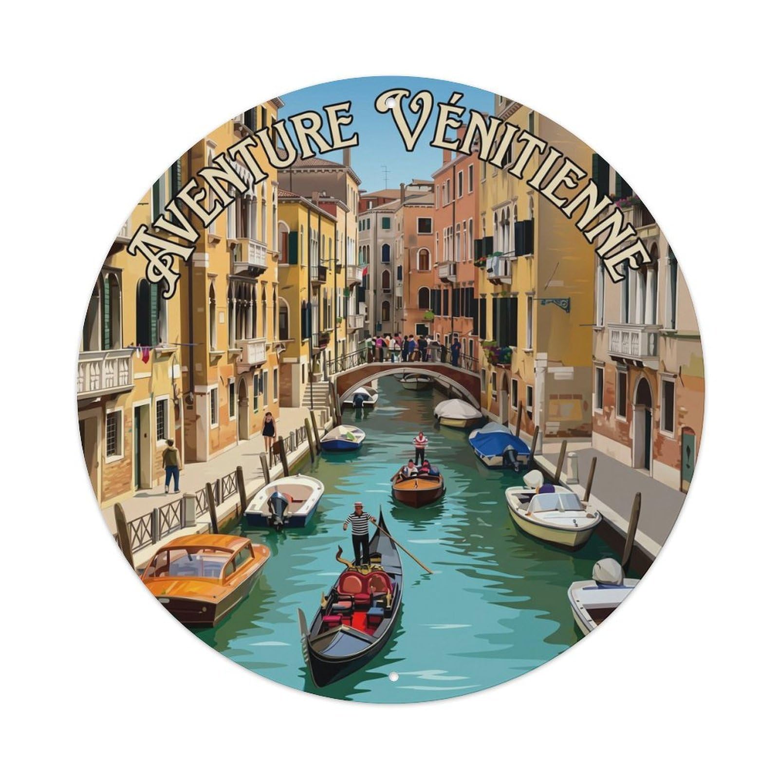 Vintage Travel Venice Waterway Tourism Metal Tin Sign Plaque