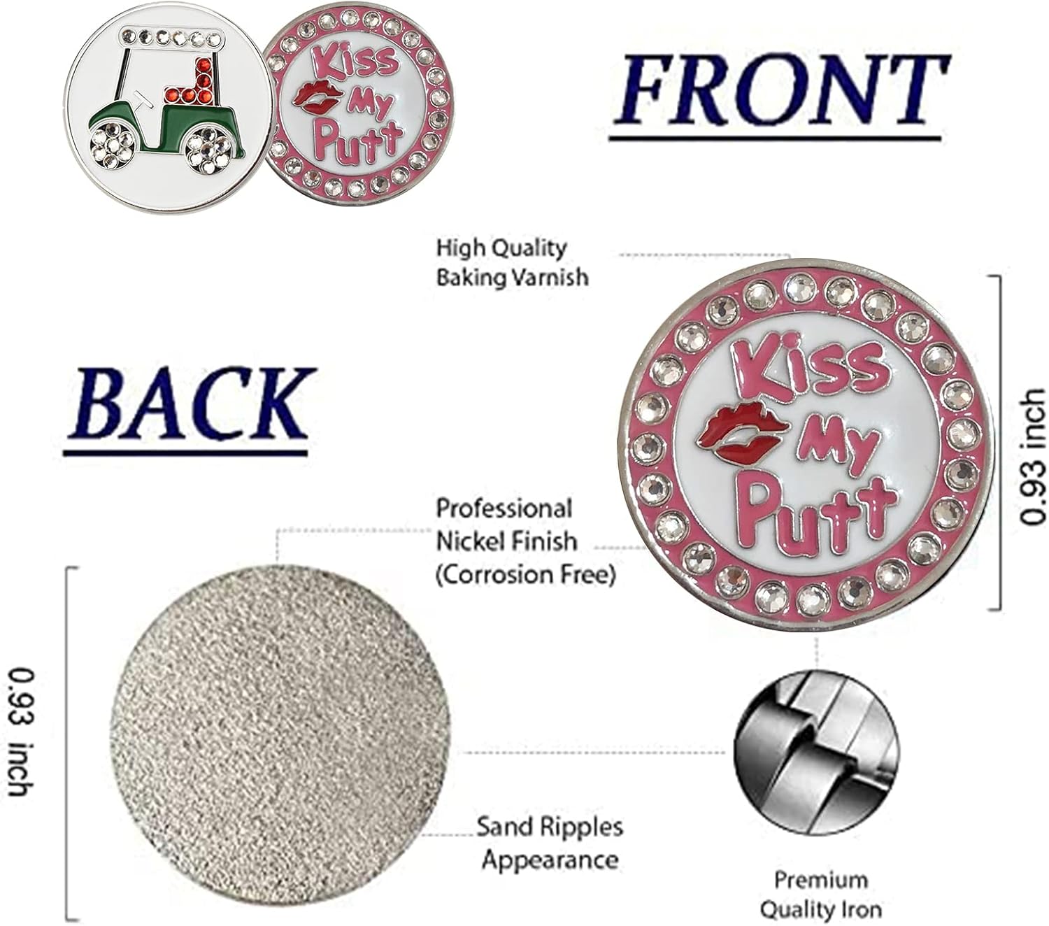 FINGER TEN Golf Hat Clip Value 6 Pack for Women Men, Cap Clips Sliver Ball Markers Holder (6 Clips) : Sports & Outdoors