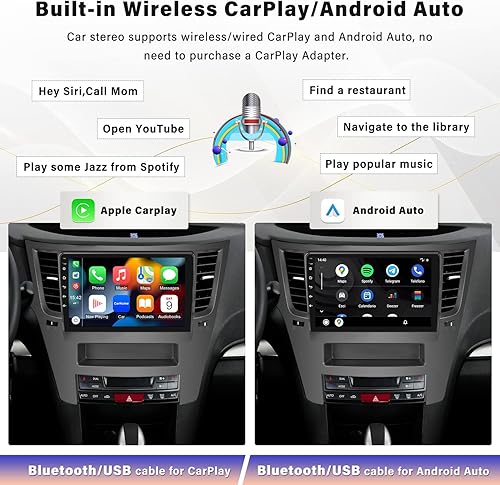 Miniatura 4 de UNITOPSCI Radio estéreo para coche Android para Subaru Outback Legacy 2010 2011 2012 2013 2014 Apple CarPlay Android Auto Bluetooth 9 pulgadas HD