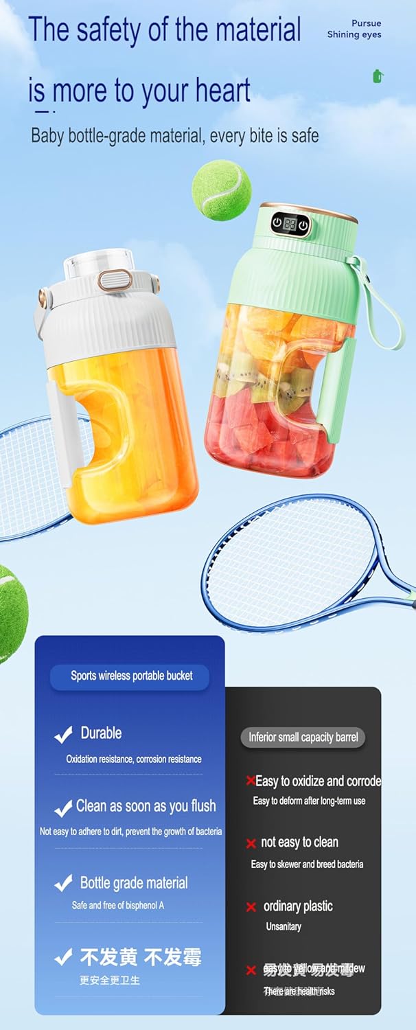 Large-capacity personal size blenders, powerful motor driving ten-blade cutter head, dual large-capacity batteries, TYPE-C fast charging head, 40Oz (1200ml) large capacity (green)