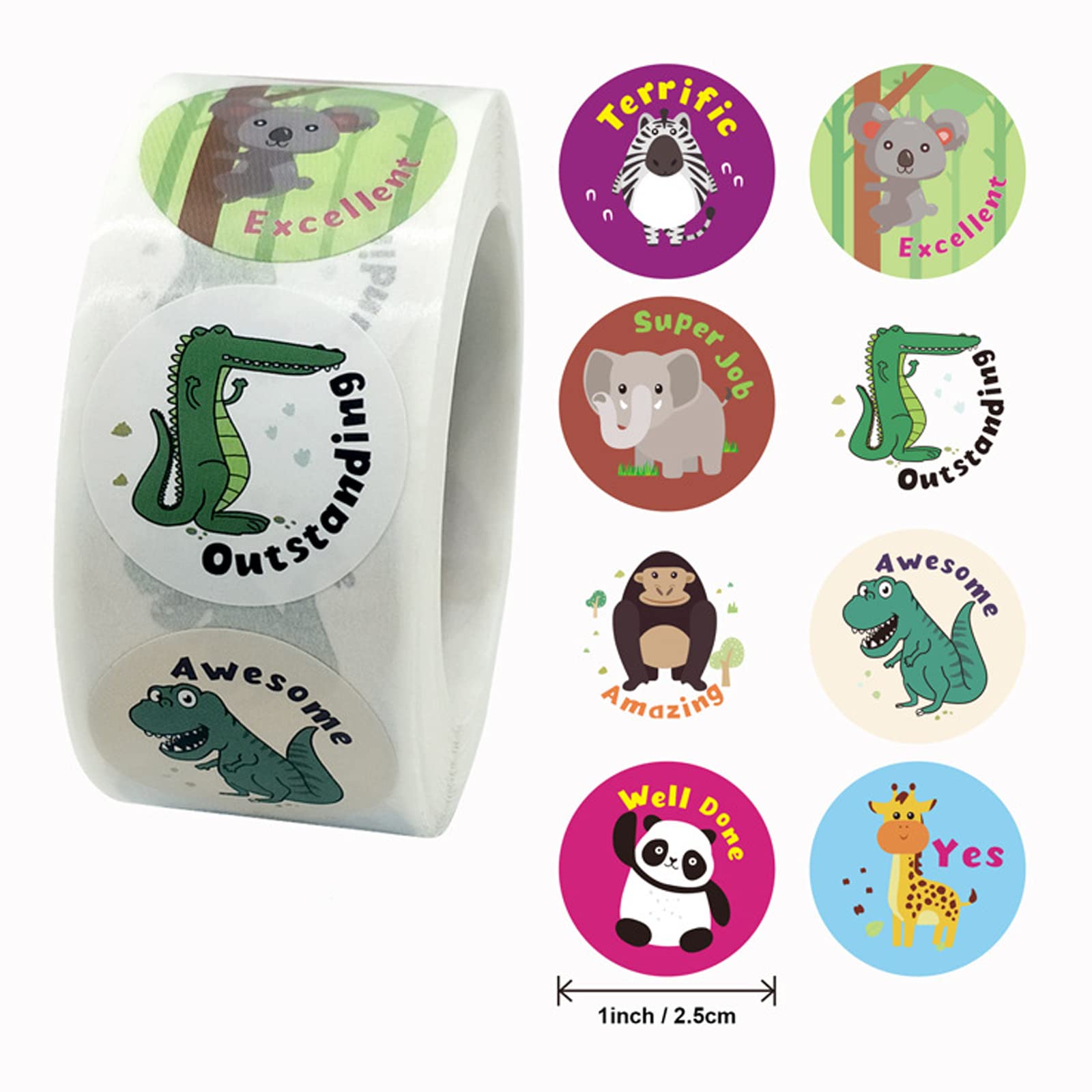 2000 Autocollants Récompense - 4 Rouleaux, 32 Modèles Animaux Avec Mentions 'Good Job' Etc. - Pour école, Classe, Motivation - 3