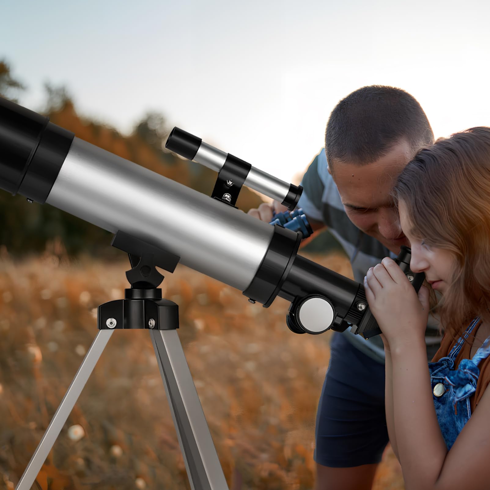 Balacoo Telescopio Astronómico Refractor para Adultos con Trípode Ajustable de Aleación de Aluminio y Diseño Portátil, Adecuado para Observación de Estrellas al Aire