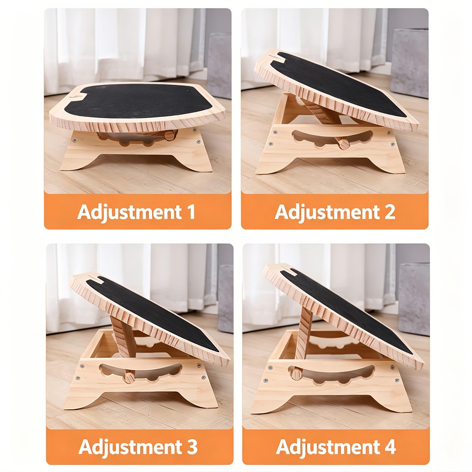 Poggiapiedi Regolabile Legno Sotto Scrivania, 4 Livelli Inclinazione | Poggiapiedi Imbottito Antiscivolo Ufficio,Poggiapiedi Ergonomico,Poggiapiedi Ufficio,Cuscino Poggiapiedi Reclinabile