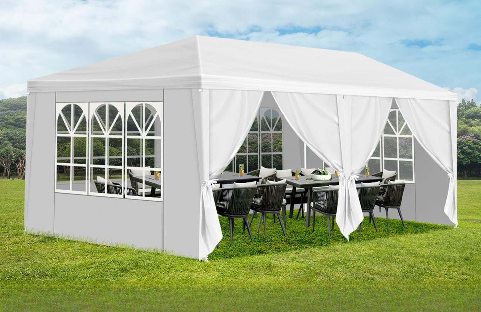View 1 of **MISSING PARTS**
Linkhoo 10x20 FT Outdoor Canopy Party Tent with 6 Removable Sidewalls, Large Waterproof Wedding Tents w/Ground Nails & Windproof Ropes, Outside Gazebo Pavilion Event Shelter for Garden Patio, White