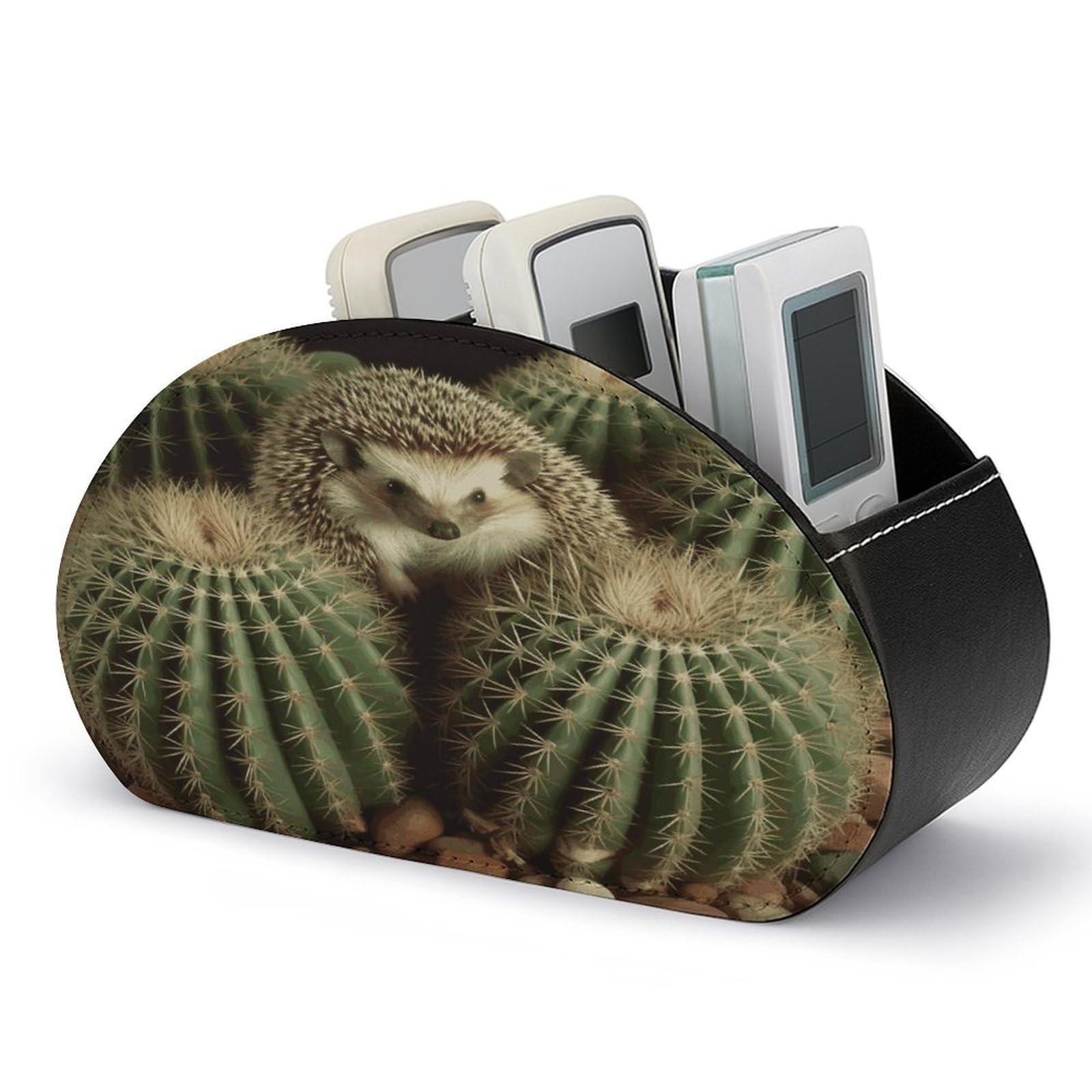 Btcowzrv Style Hedgehogs Cactus Remote Control Holder With 5 Compartments