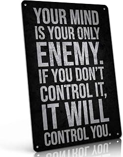 Mindset Motivational Quote Metal Sign 8 x 12 Inch | Home Office & Gym & Bedroom & Study Room & Man Cave Wall Decor, Gift for Self Improvement Enthusiasts & Fitness Lovers