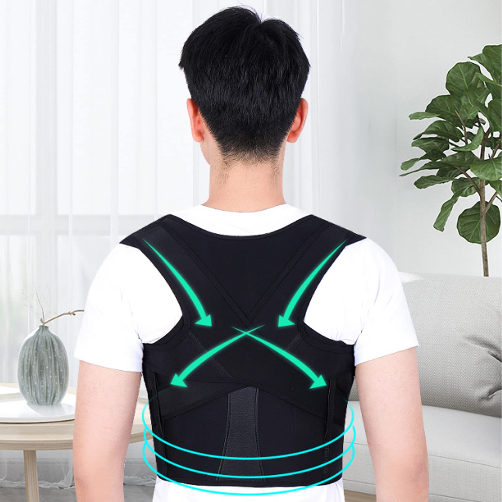 Corrector de Postura Ajustable para aliviar el Dolor de Espalda Back Corrección de Postura Belinete Lumbar Suave y cómodo Ayuda a enderezar la Espalda corrigiendo su Mala Postura, Negro, 3XL