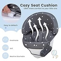 Vista 2 de BABY JOY Andador de bebé, caminante plegable de actividad con altura ajustable, bandeja grande y juguetes extraíbles, andador de bebé con ruedas Gris