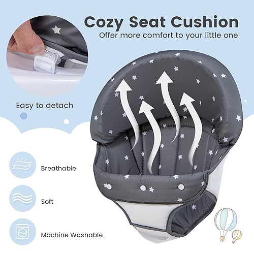 Miniatura 7 de HONEY JOY Andador de bebé, andador plegable para niños y niñas, altura ajustable, asiento acolchado con respaldo alto, caminante de actividad