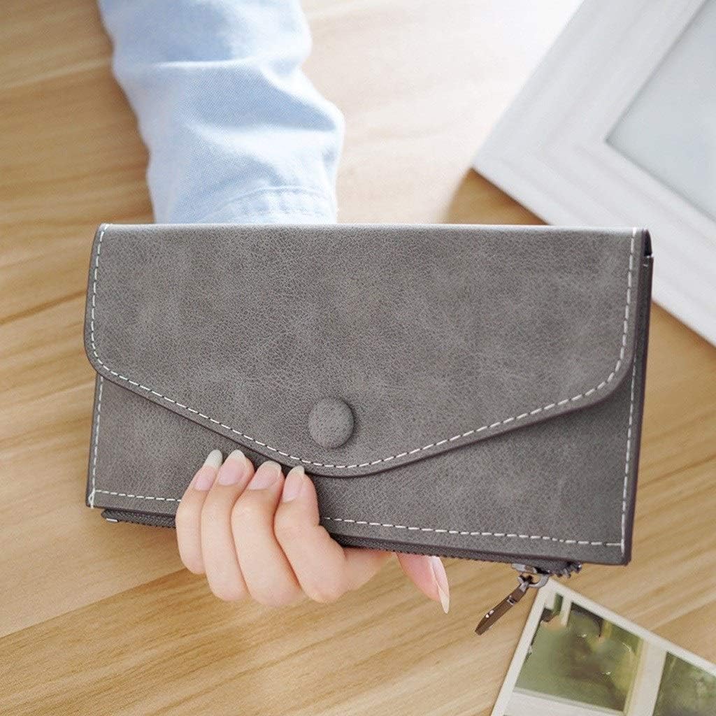 FMURY Womens Quality Soft Leather Thin Wallet, Card Organizer Ladies PU Leather(Black)