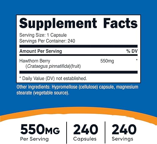 Miniatura 2 de Nutricost Cápsulas de bayas de espino de 550 mg, 240 cápsulas, aptas para vegetarianos, sin OMG y sin gluten