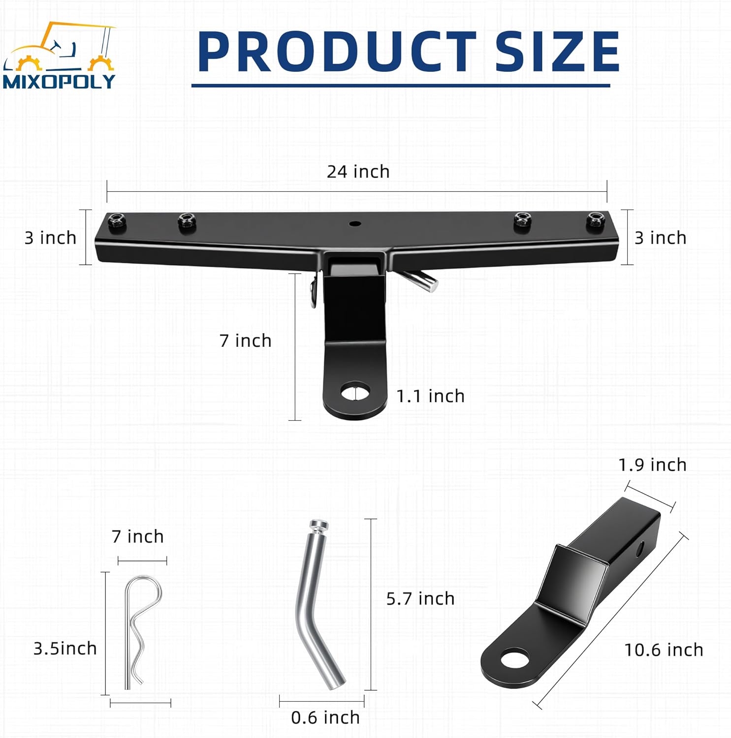 Golf Cart Trailer Hitch for EZGO TXT/Medalist Gas and Electric 1994-up, Heavy Duty Rear Bumper Trailer with Receiver, No Drilling Required