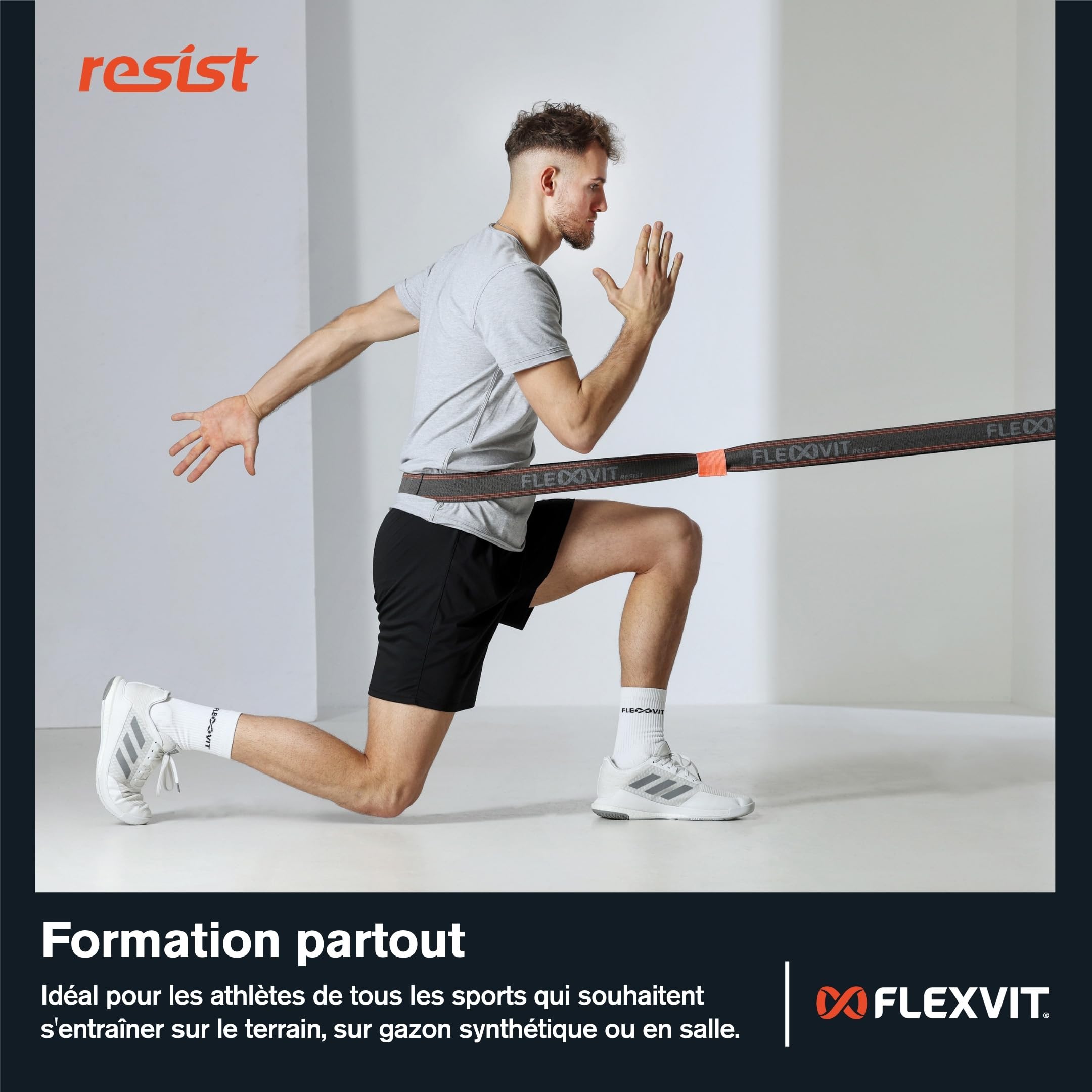 FLEXVIT Bande de résistance – Bandes de fitness pour un entraînement efficace de tout le corps, HIT, coordination, stabilisation et force de saut, 4 niveaux de résistance, débutants et professionnels