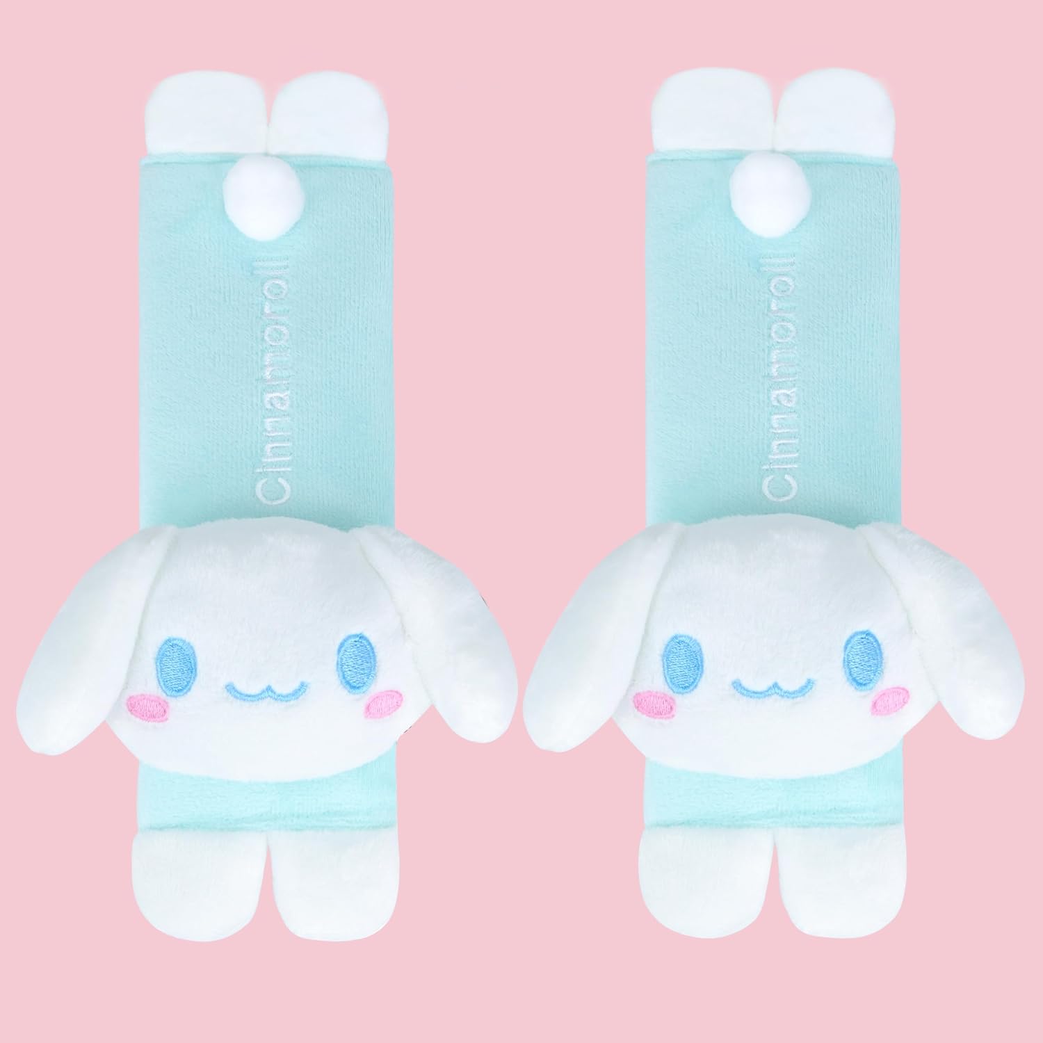 Roffatide Anime Cinnamoroll Car Seatbelt 2 PCS Shoulder Pad Seat Belt Cover Protector Plush Compatible with All Cars