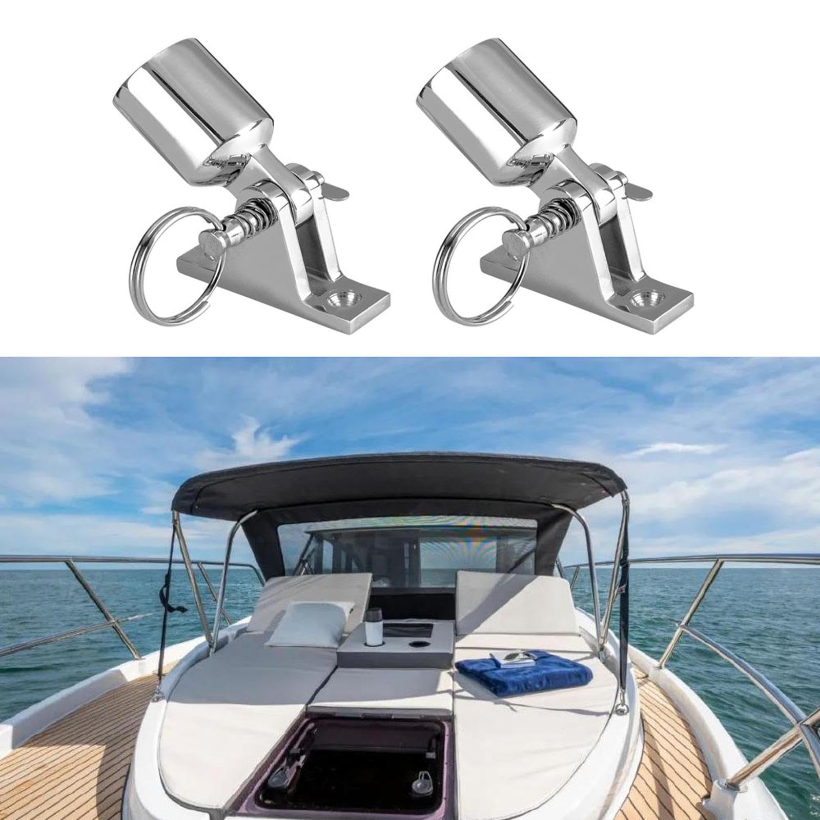 Confezione da 2 cerniere per ponte, in acciaio inossidabile 316, connettori superiori per barche Bimini