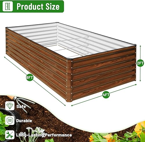 Miniatura 2 de SnugNiture Cama de Jardín Elevada Galvanizada 8x4x2 pies Cama de Plantación al Aire Libre Grande de Metal Caja de Maceta de Acero Kit para Cultivar