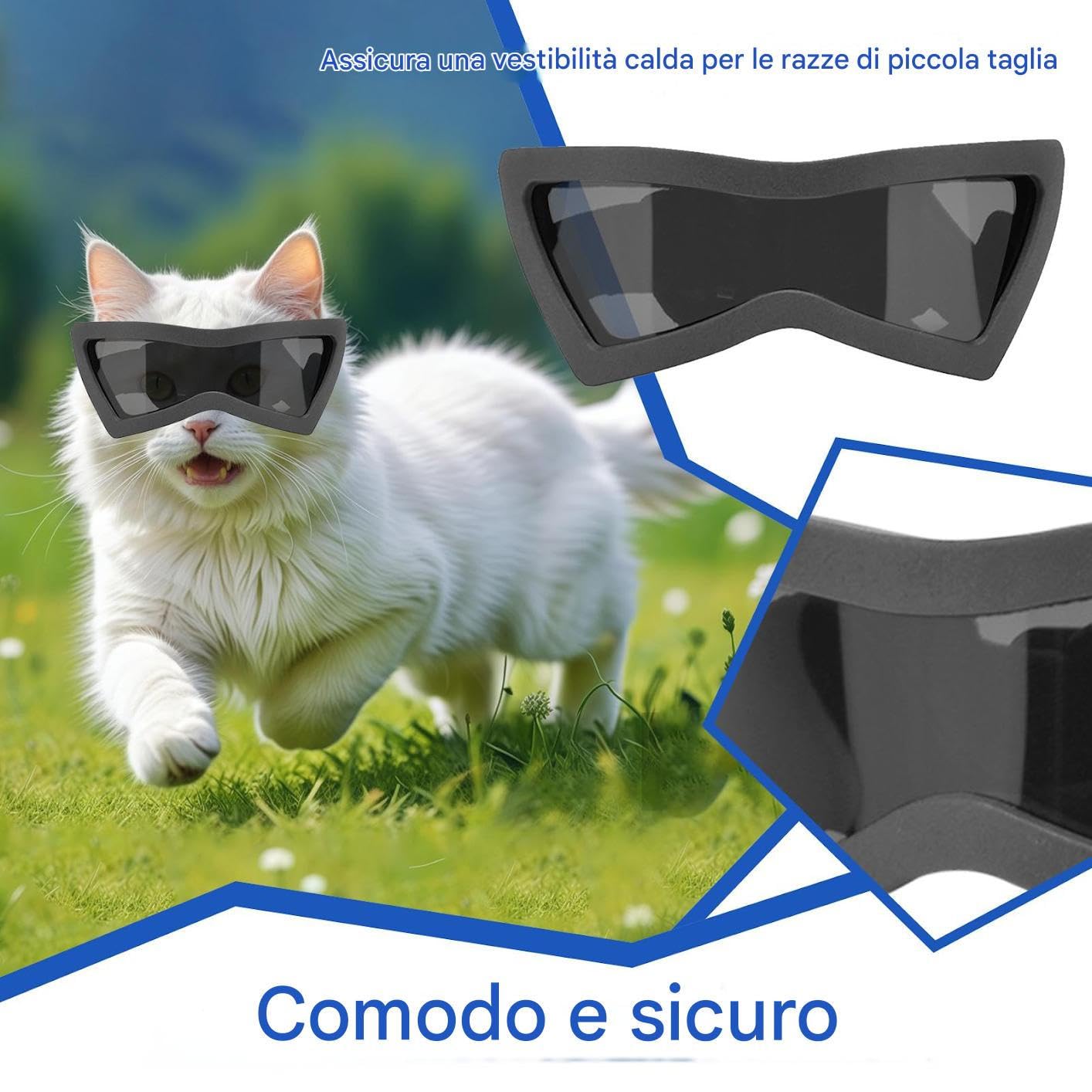 Occhiali Per Cani Protezione UV, Antipolvere, Occhiali Per Animali, | Occhiali Da Sole Antivento Per Cuccioli Cinturino Regolabile per Spiaggia Moto Escursioni Passeggiata Gat
