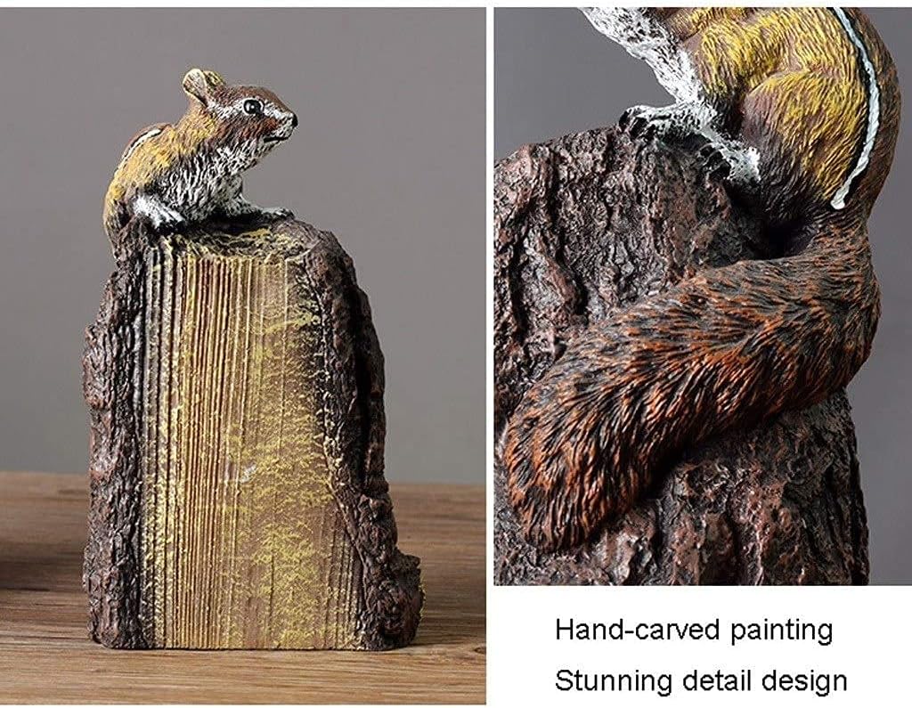 Bookend Cute Animal Squirrel Bookends Decorative Bookends Supports for Heavy Books Home Decor Suitable for Office Home