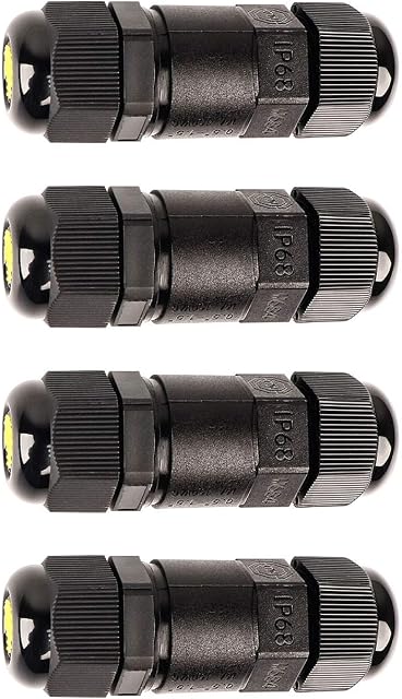 Waterproof Junction Box Outdoor Cable Connector, IP68 Connector External Sleeve Coupler for 4-8mm Diameter CablePack of 4
