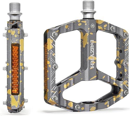 Miniatura 8 de MZYRH Pedales de bicicleta de montaña, pedales MTB, 916 pulgadas, antideslizantes, ligeros, de aleación de aluminio, pedales de bicicleta para