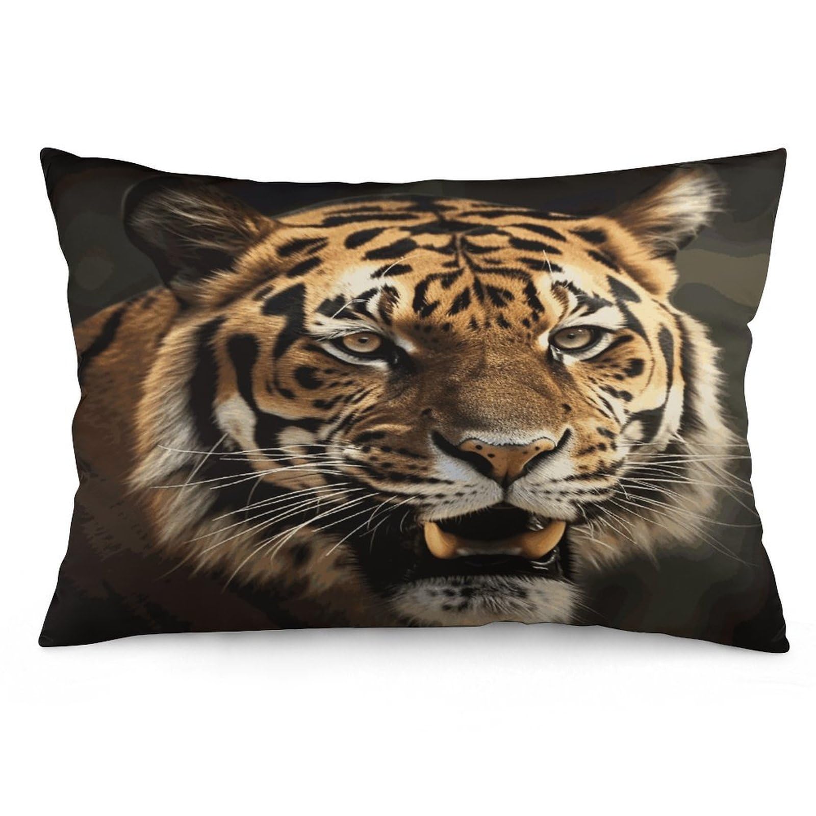 Tiger Throw Pillow Covers with Silent Zipper Polyester Pillow Protectors Removable Pillow Cases Soft Pillowcase Cozy Pillow Sham Cushion Cover for Sofa Car Bed 16 "x24