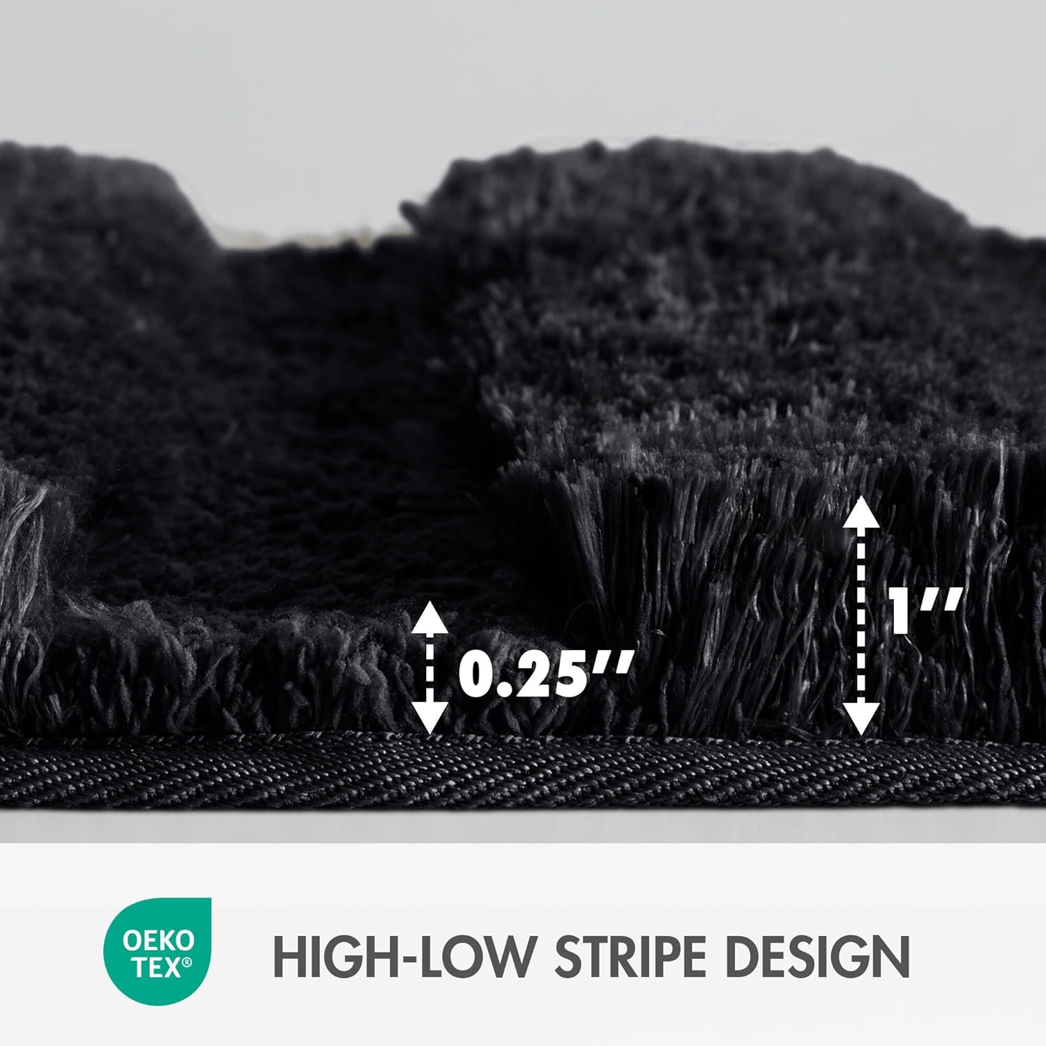 Madison Park Bath Rug Tufted Pearl Channel Bathroom Rug, Soft, Plush & Absorbent Bath Matt for Bathroom, Rubber Back Non-Slip, Thick Hotel Quality & Machine Washable 24" W x 58" L, Black 1 Piece