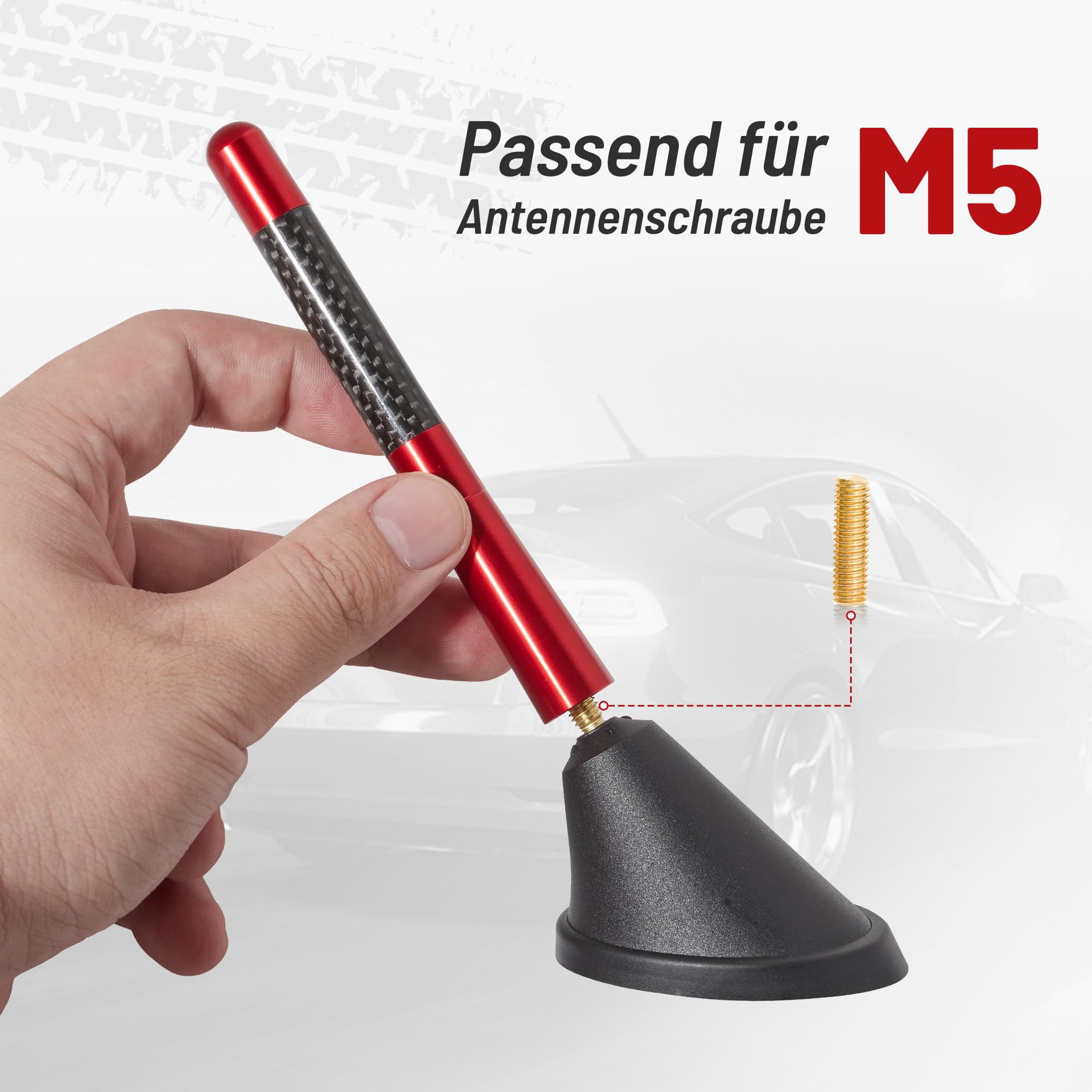 Antena Corta De Techo 24 Cm Para Opel Corsa, Meriva, Astra | AM/FM, Flexible, Con Adaptador DIN